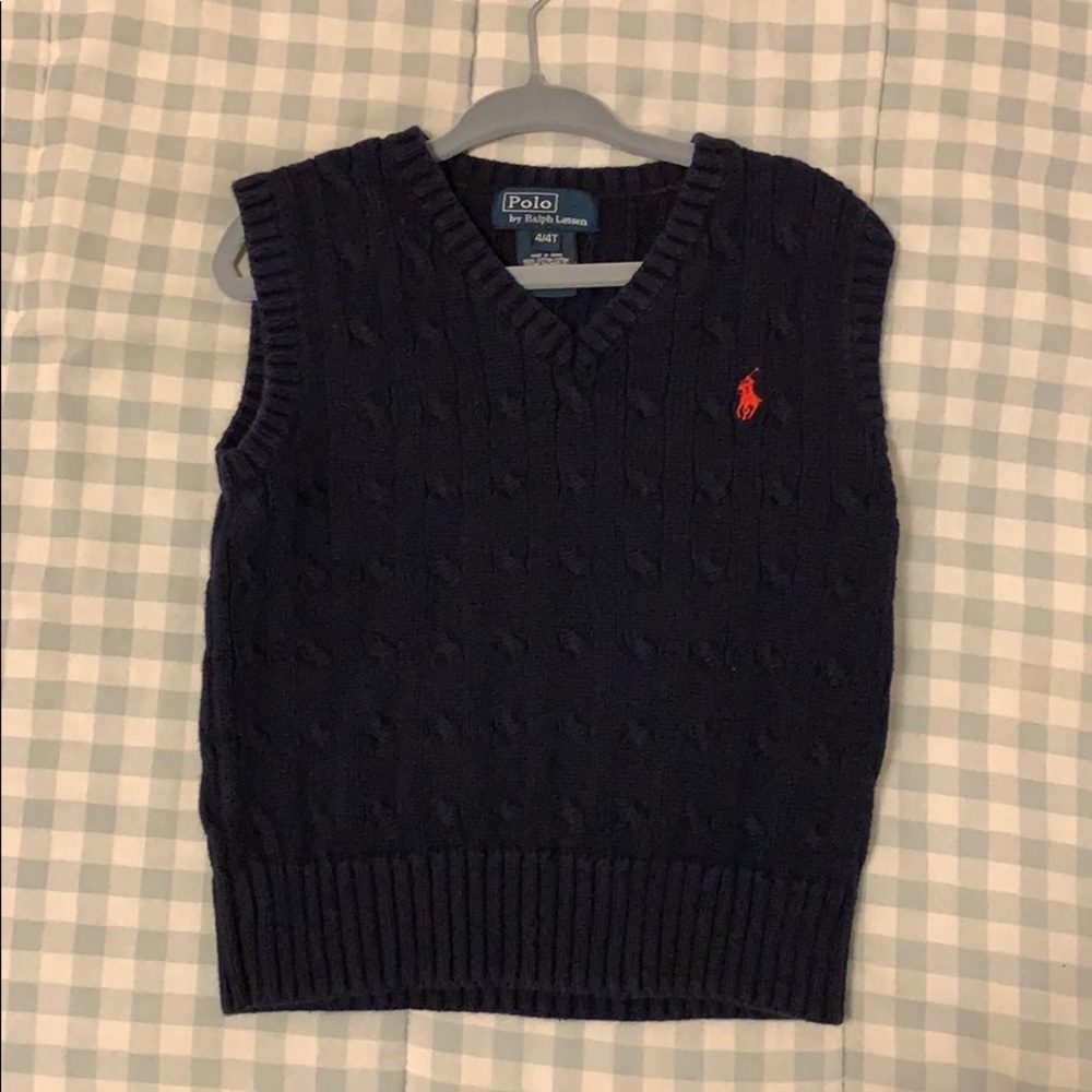 Polo Ralph Lauren sweater vest cable knit navy